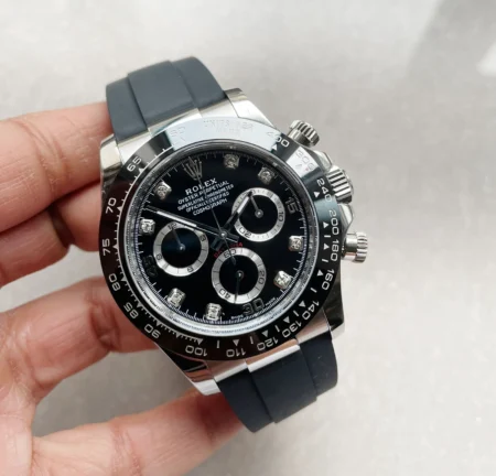 Daytona SS116500LN BTF Best Black Dial Diamond Markers On Rubber Strap A4130