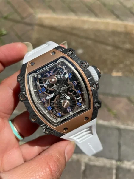 RM21-01 RG Tourbillon RMF Best Edition Skeleton Dial on White Rubber Strap